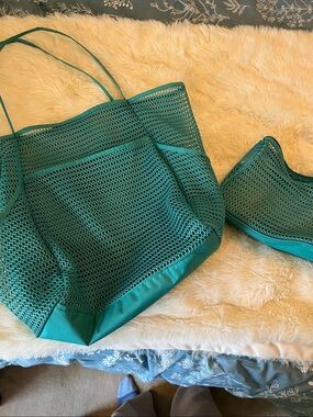Teal Mesh beach Tote Bag